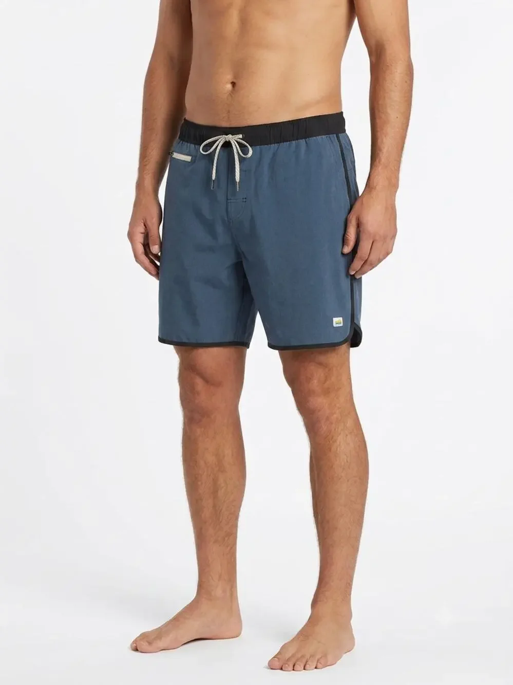 Vuori Swim Banks Shorts Mens XL Azure Blue Drawstring Waist Zipper Pocket Logo